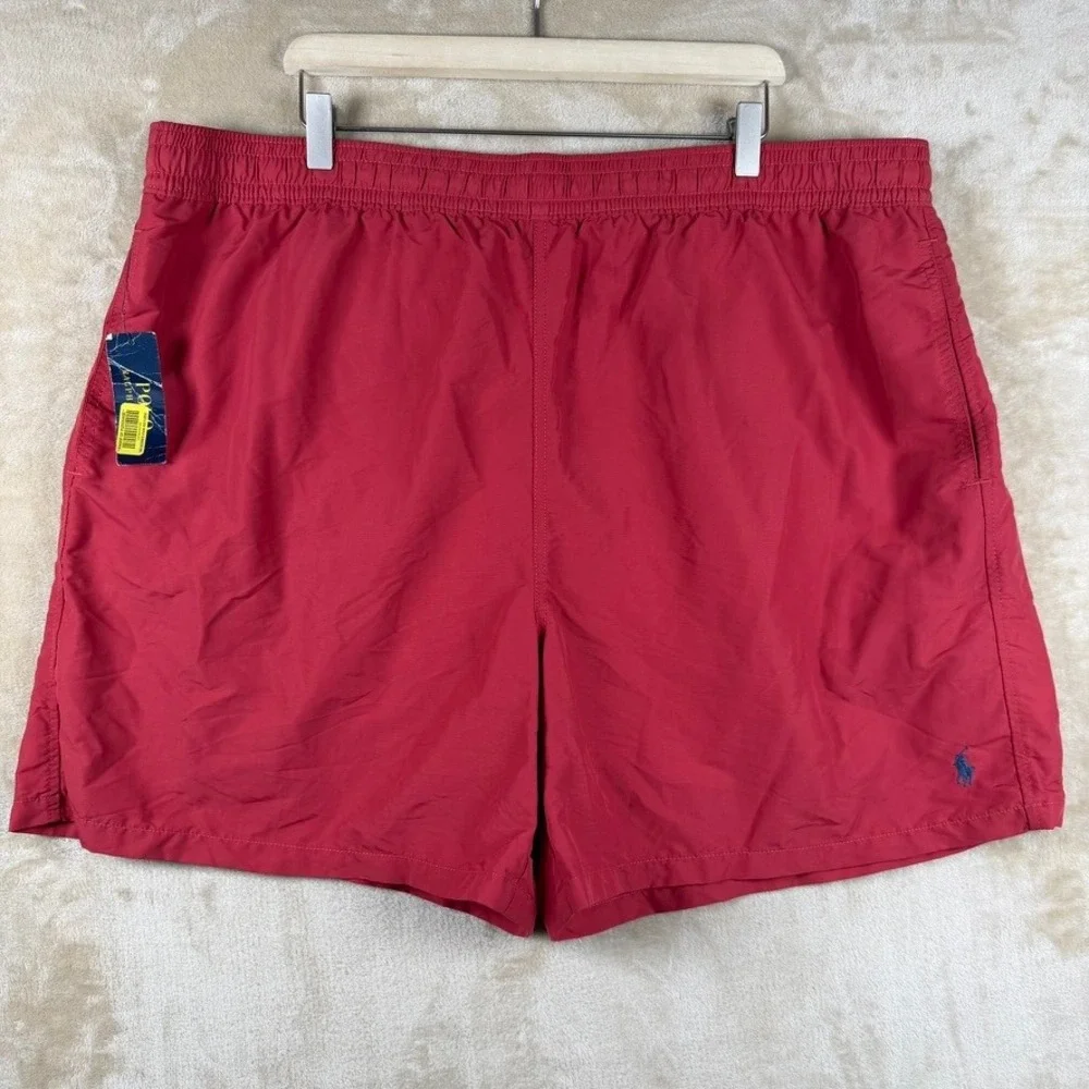 Polo Ralph Lauren NWT Mens 3XB Swim Trunks Red Chili Pepper Mesh Lined Pony Logo
